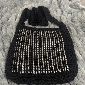 Black and White Crochet Shoulder Bag soda can tops